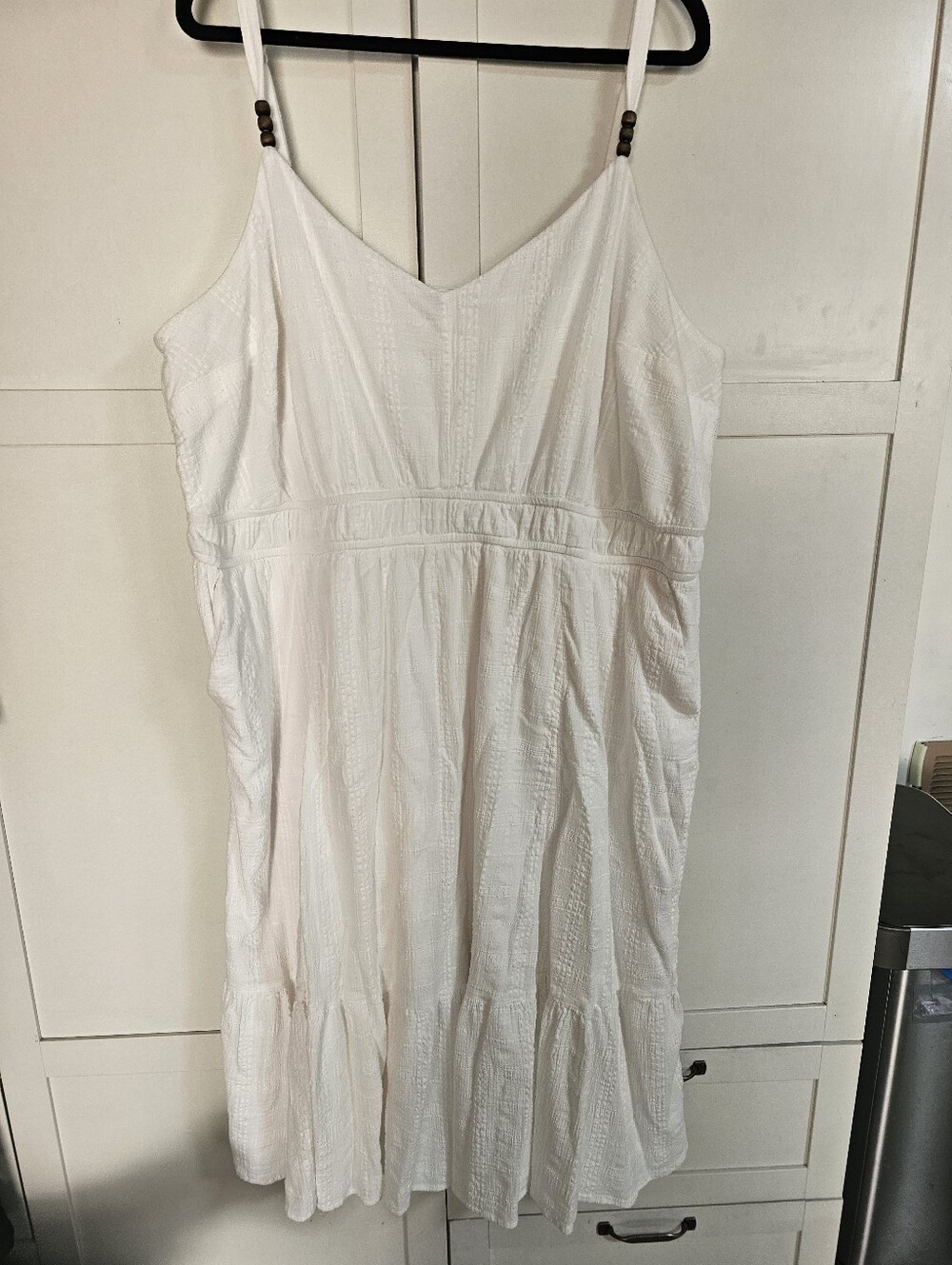 Torrid 4 Plus Size White Cotton Eyelet Tiered Midi Sundress Boho Smocked Pockets